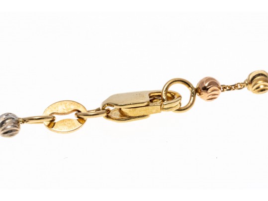 14K Tri-Colored Drop Cross Pendant Necklace