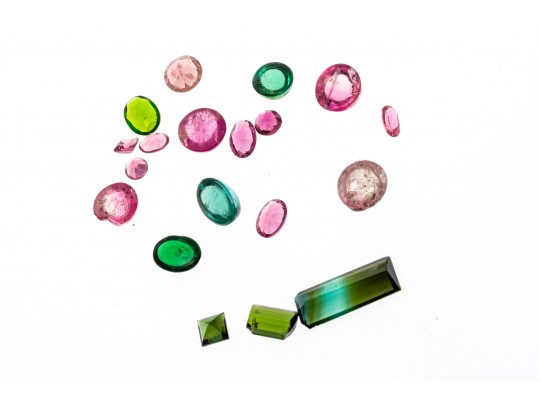 Loose Stones: 18 Green And Pink Tourmaline, 16.0 TCW