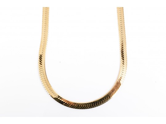 Classic 14K Herring Bone Chain Necklace