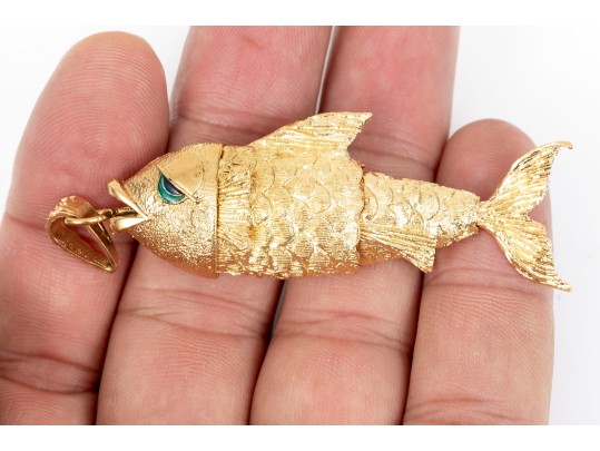 Outstanding 18K Articulated Fish Pendant