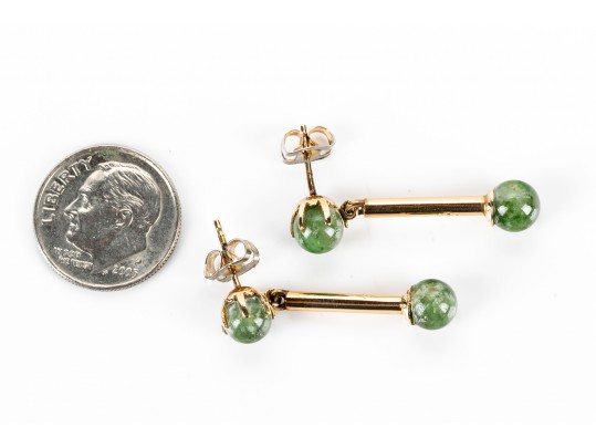 14K And Serpentine Drop Pendant Earrings