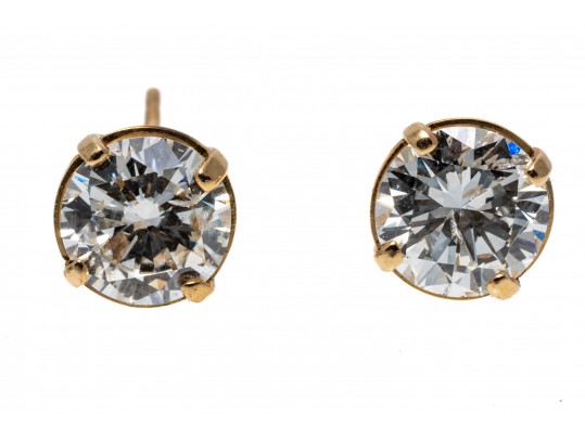 Classic 14K Brilliant Cut Diamond Stud Earrings, 0.9 TCW
