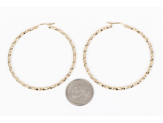 14K Twist Hoop Pendant Earrings