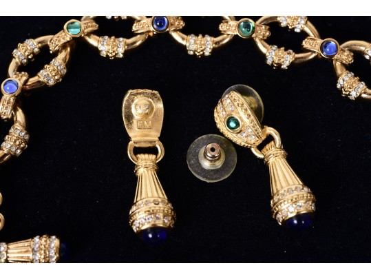 Franklin Mint The Sultan's Treasure 22K Gold Plated Necklace, Bracelet And Earrings Set
