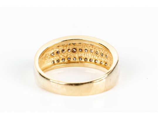 14K Three Row Channel Set Diamond Ring, Size 7.25-