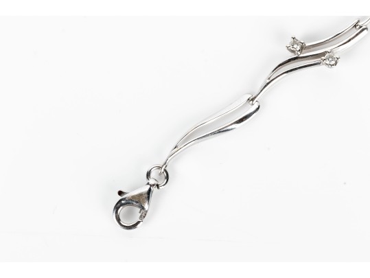 Delicate 14K White Gold Diamond Accented Bracelet