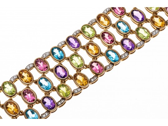 Colorful Multi-Stone Sterling Bracelet 