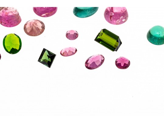 Loose Stones: 18 Green And Pink Tourmaline, 16.0 TCW