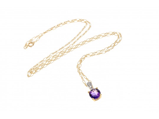 Delicate 14K Rich Purple Amethyst Pendant Necklace