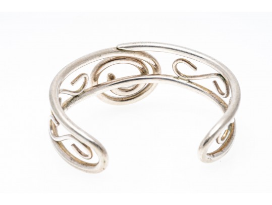 Sterling Open Scrollwork And Spiral Cuff Bracelet