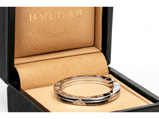 Bulgari Classic Sterling Silver Key Ring, Boxed