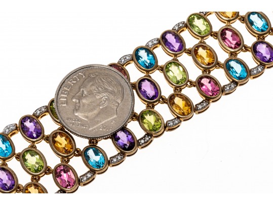 Colorful Multi-Stone Sterling Bracelet 
