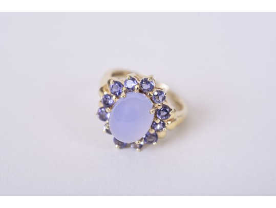14K YG Chalcedony, Tanzanite Cocktail Ring & Earrings *UPDATED*