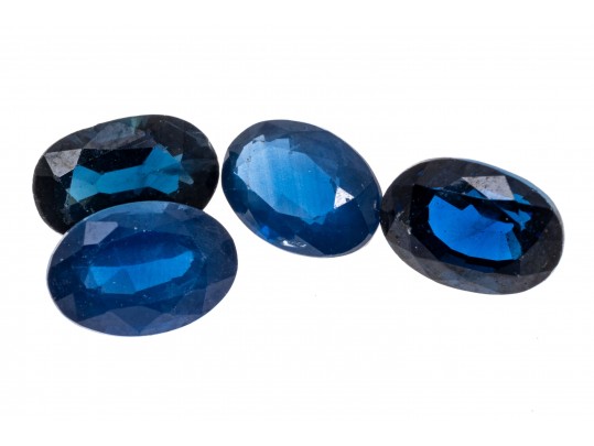 Loose Stones: Four Oval Faceted, Medium Blue Sapphires, 2.49 TCW