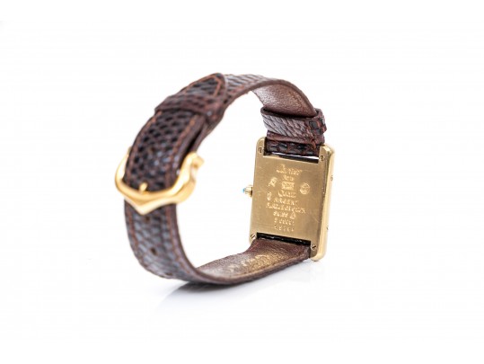 Cartier Sterling Silver Vermeil Small Must De Cartier Tank Watch, With Strap