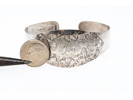 Sterling Etched Cuff Bracelet