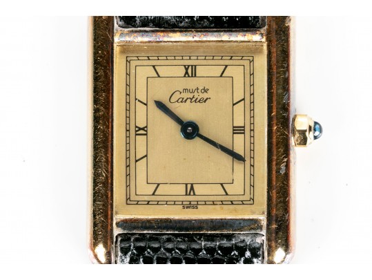 Classic Muste De Cartier Watch With Leather Strap