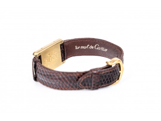 Cartier Sterling Silver Vermeil Small Must De Cartier Tank Watch, With Strap