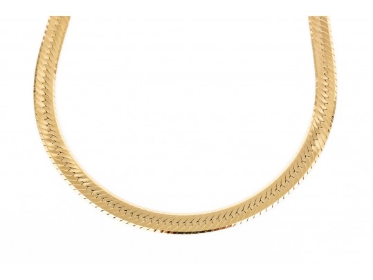 Classic 14K Herring Bone Chain Necklace