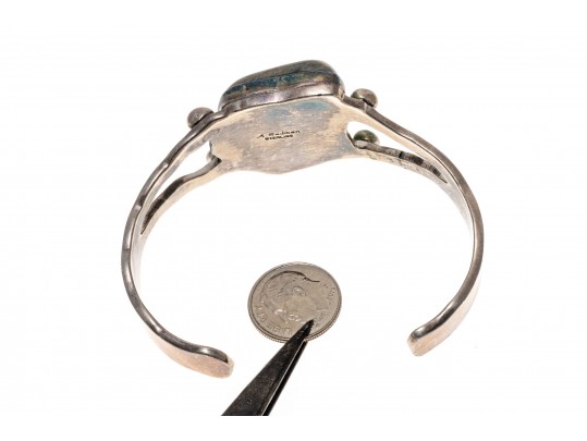 A.Cadman Sterling Silver Fabulous Hand Wrought Picture Jasper Cuff Bracelet