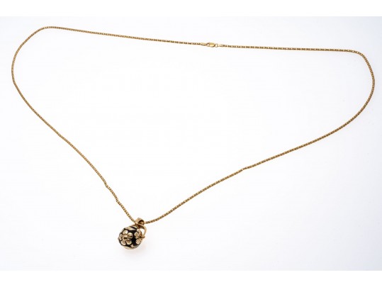 Dynamic 18K And 14K Gold Floral Roller Pendant Necklace