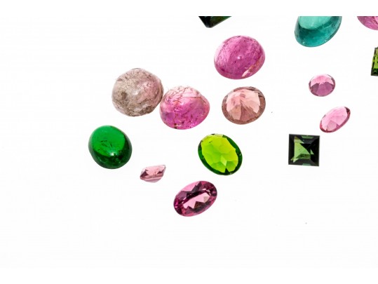 Loose Stones: 18 Green And Pink Tourmaline, 16.0 TCW