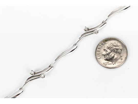 Delicate 14K White Gold Diamond Accented Bracelet