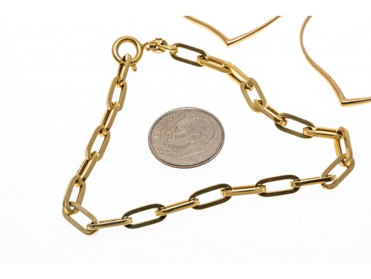 Lot Of Four Assorted Yellow Gold Jewelry Items, Including Earrings