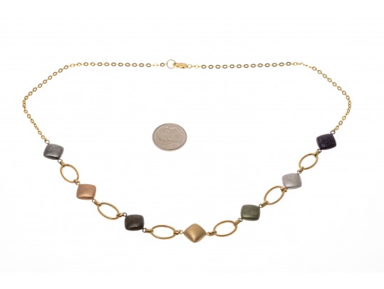Unique 14K Multicolored Gold Chain Necklace