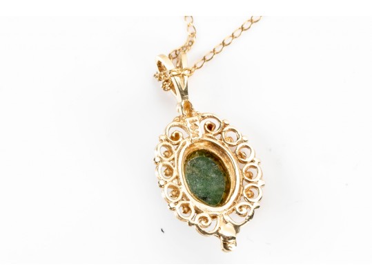 Elegant 14K Serpentine Pendant Necklace