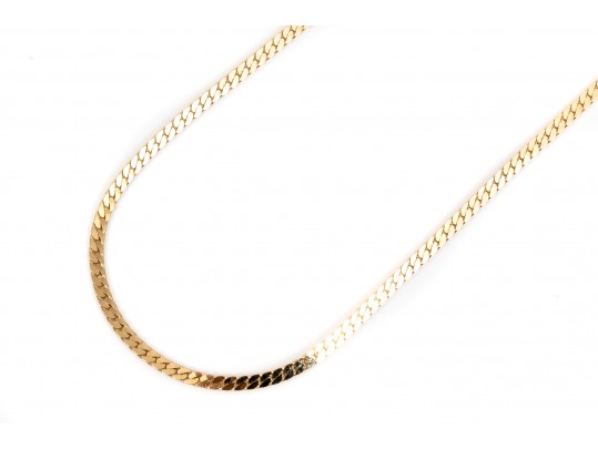 Slim 14K Herringbone Chain Necklace