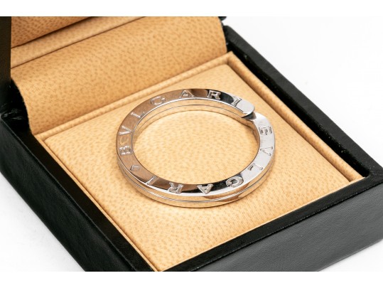 Bulgari Classic Sterling Silver Key Ring, Boxed