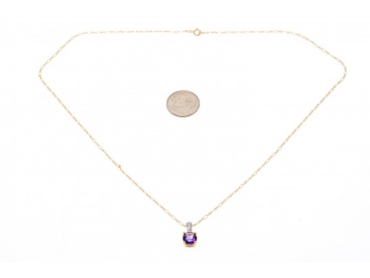 Delicate 14K Rich Purple Amethyst Pendant Necklace