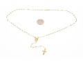 14K Tri-Colored Drop Cross Pendant Necklace