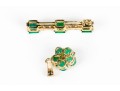 Two Petite 14K Emerald And Diamond Pendants