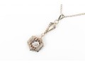 14K White Gold Vintage Style Diamond Drop Pendant Necklace