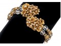 MIriam Haskell Stunning Double Row Crystal And Flower Bracelet And Earrings Set