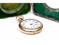 English Vintage Sterling Repousse Pocketwatch Holder With Gold Filled Elgin Watch