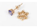 14K Tanzanite Stud Earrings With Diamond Earring Jackets