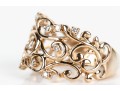 Stunning 10K Open Scrollwork And Diamond Ring, Size 7.5
