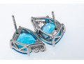 Bright Blue And White Topaz Sterling Earrings