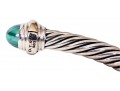 David Yurman Cable Classic Sterling 14K Gold And Malachite Cuff Bracelet