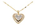 Romantic 14K Diamond Set Heart Pendant Necklace