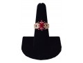 14K Yellow Gold Synthetic Ruby And Diamond Ring, Size 7.75 *UPDATED*