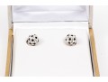 14K Black And White Zirconia Stud Earrings