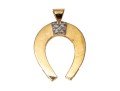 14k Yellow Gold Handsome Diamond Set Horseshoe Pendant, App. 0.06 TCW