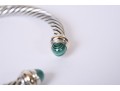 David Yurman Cable Classic Sterling 14K Gold And Malachite Cuff Bracelet