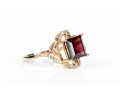 Enchanting 10K Garnet And Diamond Frame Ring,size 6.5+