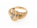14k Yellow Gold Vintage Diamond Swirl Dome Ring, Florentine Finished, Size 6.75