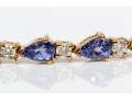 18K Alternating Pear Tanzanite And Round Diamond Line Bracelet